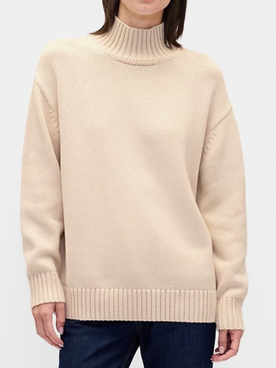GAP Sweaters - GAP 100% Cotton Oversized Mockneck Sweater in Cream